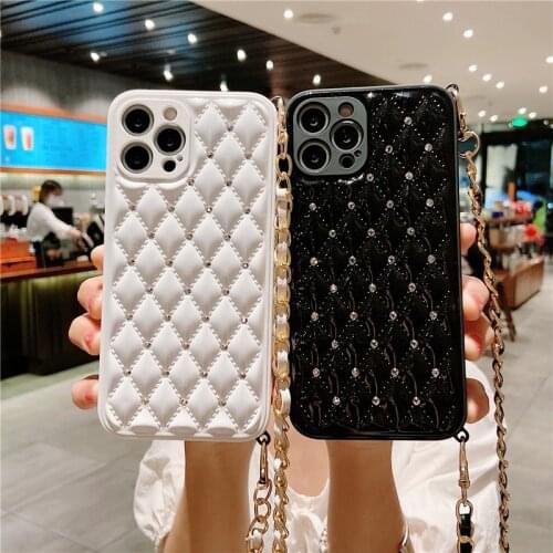 For iphone 11 pro max Luxury Rhombus Crossbody Chain strap Phone bag case for iphone 12 pro max case XS MAX 7 8 Plus X XR SE2