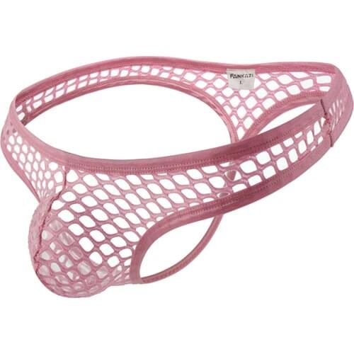 Sexy Mesh Underwear Gay G-String Mens Thongs Solid Transparent Pouch T-Panties Man Breathable Fishnet Erotic Penis Lingeries