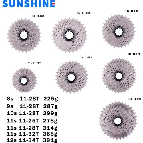 SUNSHINE Road Bike 8 9 10 11 12 s Speed Velocidade 25T / 28T / 32T / 34T Bicycle Cassette Freewheel Sprocket For SHIMANO New