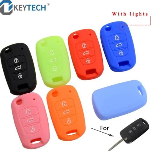 OkeyTech Silicone Car Key Cover Case 3 Buttons For Kia RIO K2 K5 Sportage Sorento For Hyundai i20 i30 i35 iX20 Solaris Verna