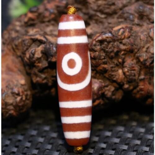 Treasure Unique Ultra Energy Tibetan Old Red Agate 2 Eye Love Symbol Totem dZi Bead Pendant 49MMTimestown UPD210106A