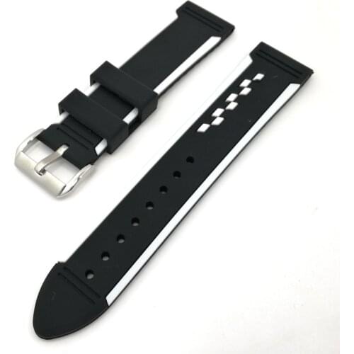 Sport Silicone Rubber Watchbands Men Black Sport Diving Silicone Watch Strap Band Metal Buckle Watch Accessories 20mm 22mm 24mm