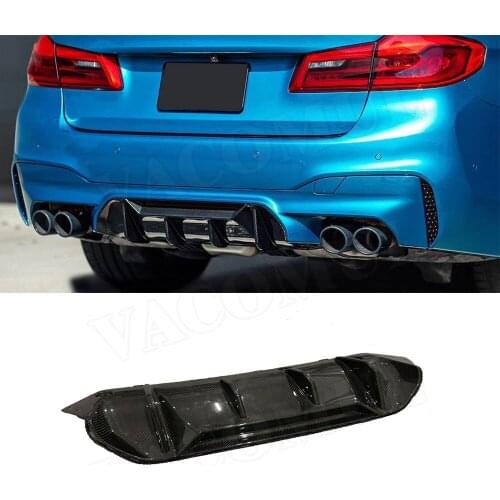 Dry Carbon Fiber Rear Bumper Lip Diffuser Spoiler for BMW 5 Series F90 M5 2017 2018 2019 P Style FRP Bumper Guard Car Styling