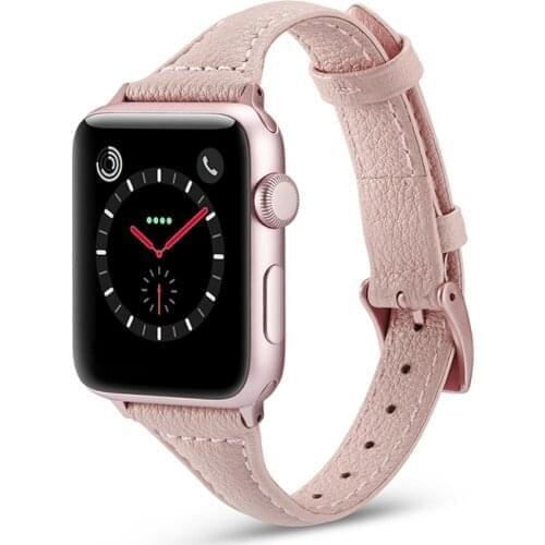 Slim Thin leather strap for apple watch band 44mm 40mm 42mm 38mm iwatch band for apple watch 6/5/4/3/2/1 bracelet Wristbelt