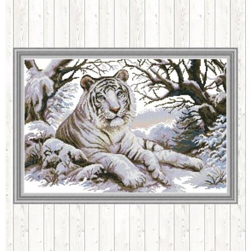 Joy Sunday Tiger Cross Stitch Patterns 14CT 11CT Aida Fabric for Embroidery Kit DMC DIY Crafts for Needlework Printed on Canvas