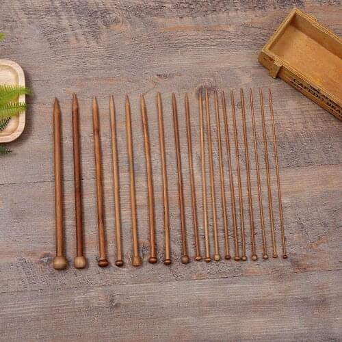 36PCs/Set 2-10mm Bamboo Handle Crochet Hooks Knit Weave Yarn DIY Craft Single Pointed Knitting Needle Accesories 25/35cm long