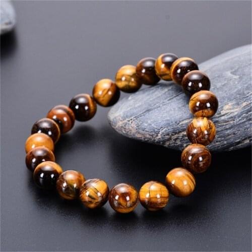High-ranking Natural Stone Bracelet Men Tiger Eye Beads Bracelet For Women Elastic Yoga Chakra Healing Energy Jewelry