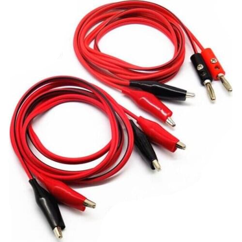 2 Pair 1M Alligator Clip Test Cable copper Lead Connector Dual Tester Probe 40mm Crocodile Clip for Multimeter Measure Tool