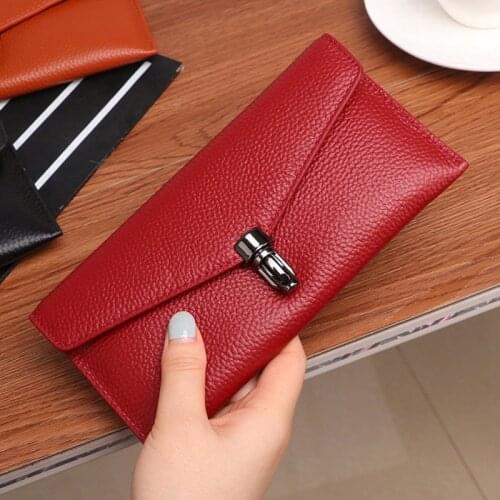 Female Purse Genuine Leather Women Wallet New Fashion Lady Long Wallet Card Holder Coin Purse Handy Handbag