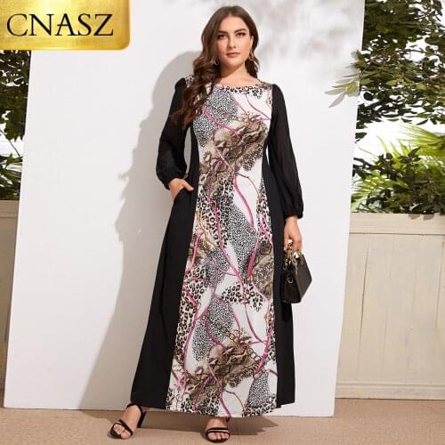 2021 Womens Summer New Style Bohemian Fashion Print Stitching Dress Islamic Turkey Long Skirt Dubai Middle East Fashion Ladies