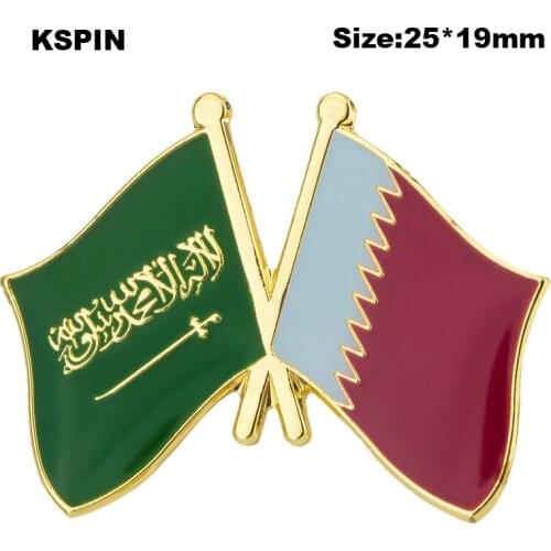 Saudi Arabia & Qatar Friendship Flag Lapel Pin Flag badge Brooch Pins Badges