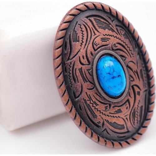 10pcs 35X25mm Vintage Silver Western Turquoise Oval Parade Leather Conchos For Leathercraft Wallet Chain Belt Wallet Decoration