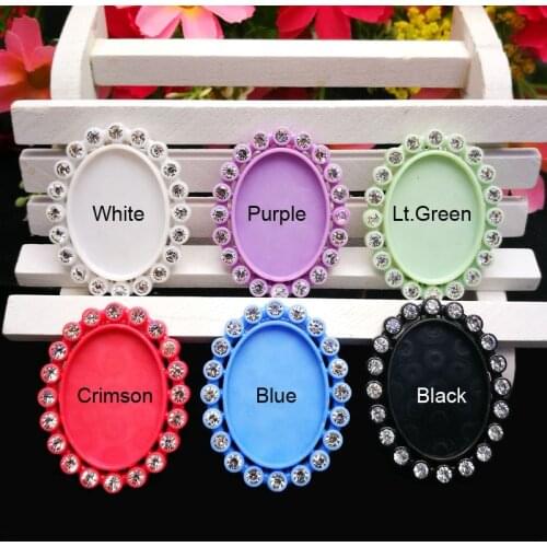 30pcs/Lot Inner 25x18mm Multicolor Oval Shap Flatback Resin Cameo Frame Setting Rhinestone Flatback Cabochon DIY Craft Accessory