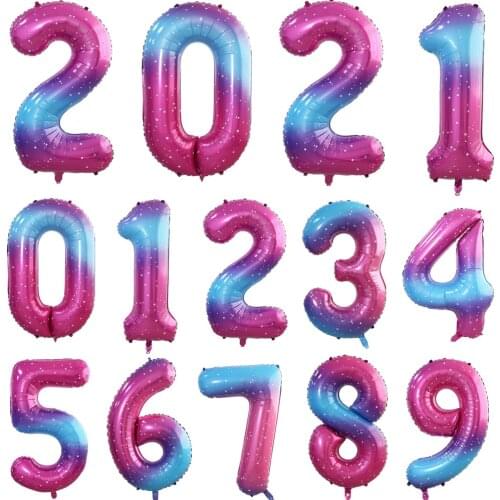 40Inch 0-9 Numbers Helium Balloons Birthday Wedding Aniversary Decorations Pink Blue Digital Figure Balloon For Home Decor 2021