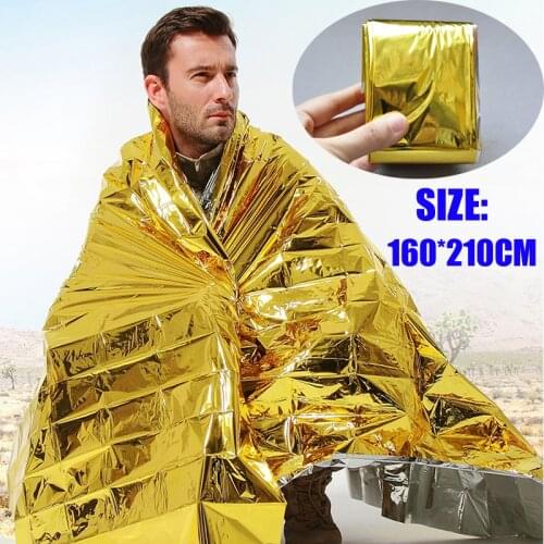 5pcs/lot 210*160CM Emergency Blanket Field Survival Rescue curtain outdoor life-saving military silver plus gloden travel tools