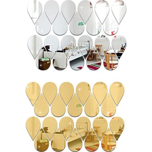 22pcs Acrylic 3D Mirror Movable Wall Sticker Water Drop Wall Sticker DIY Mirror Bedroom Living Room Wall Sticker Decoration