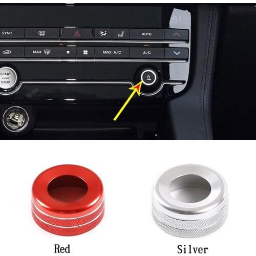 For Jaguar F-pace XE XF 2015-20 Aluminum Alloy Red/Silver Car Central Control Volume Adjustment Knob Ring Cover Car Accessories