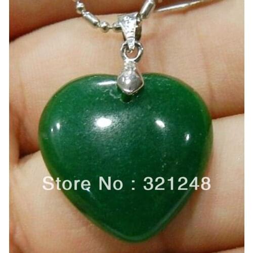 Diy 2pcs green natural stone chalcedony jades heart charms pendant fit diy women chain necklace accessories GE5229