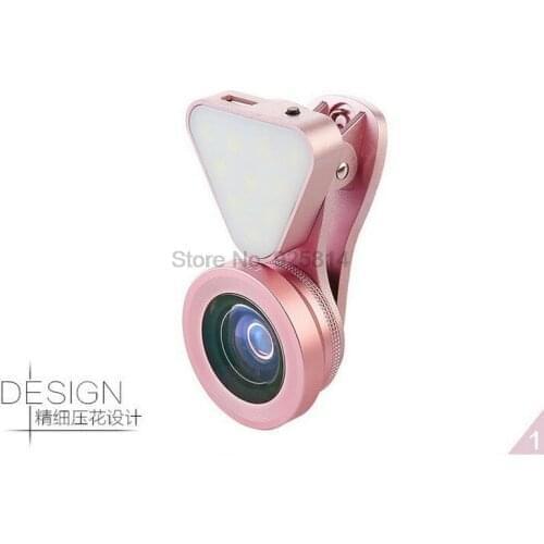 By dhl 20pcs LQ-035 3 in 1 Clip-on Glass Lens HD 0.4X-0.6X Wide-angle Lens 15X Macro-lens with Rechargeable Flashlight