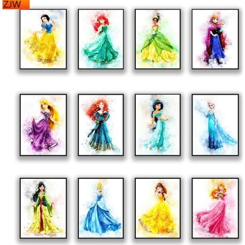 Disney Cartoon Beauty Princess Picture Character Diamond Painting 5D DIY Cross Stitch Kits Children Home Decor