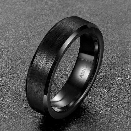 Eamti 6mm Black Brushed Brand Ceramic Ring Men Wedding Band Engagement Rings For Women Comfort Fit For Drop Shipping