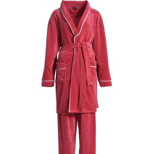 2PCS Lovers Women Winter Large Size Coral Fleece Robe Sleepwear Thicken Kimono Bathrobe Casual Sleep Pajamas Set Men Nightwear
