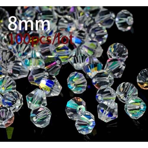 Crystal Bicone Beads 5328/5301 100PCS/LOT 8mm Czech Loose Crystal Beads/Faceted Glass Beads for DIY Jewelry Necklace Bracelet