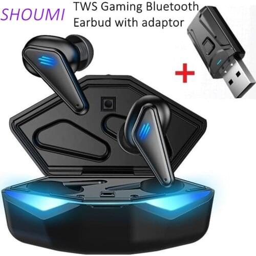TWS Gaming Earbuds Low Latency Bass Game Headset LED Sound Position Bluetooth Earphone Wireless USB Adaptor for Tablet PC Phone