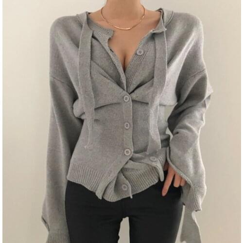 WHCW CGDSR single-breasted elegant 2020 cardigan sweaters korean style thick woman winter knitted autumn cardigan women casual