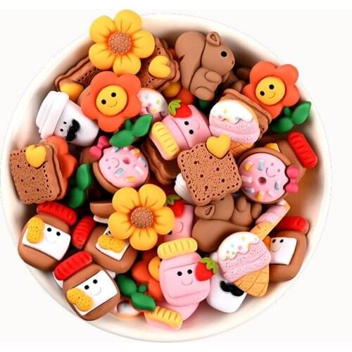 Kawaii 3D Cute Milk Cupcake Flower Food Resins Flat Cabochons Hair Bow Center Flatback Resin Planar Jewelry Decoration,1Yc19361
