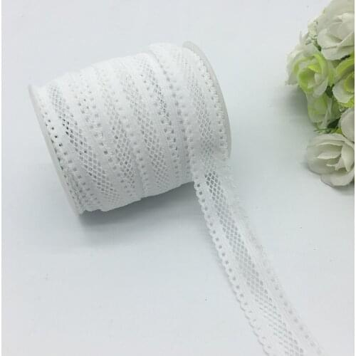5yards/lot 5/8"(16mm) White Bilateral Lace Grid Fold Over Elastic Spandex Lace Band Ties Hair Accessories Lace Trim