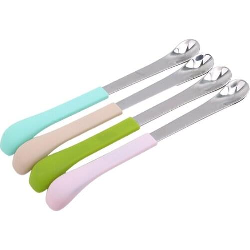 Baby Feeding Spoon Two Straight Head Feeding Training Cutlery Dishes Tableware Children Kids Safe Feeder Learning Supplies
