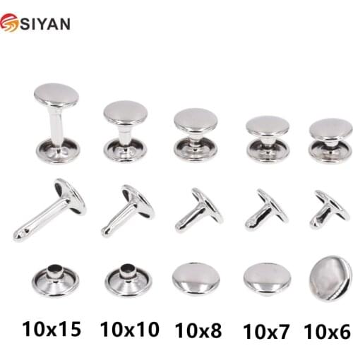 100 Metal Double Cap Side Round Repair Rivet Leather Craft Leather Belt Wallet Bag Shoe Decorative DIY Punk Nail Head Spike Stud
