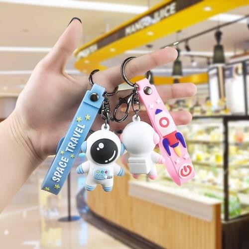 At the party wedding gifts for guests Cute astronaut trinket PVC spaceman doll keychain key ring Car keychain bag pendant