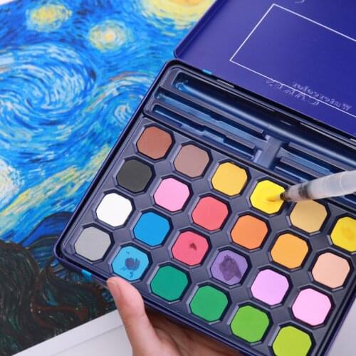 24 Assorted Colors Watercolor Paints Pigment Coloring Painting Set Painting Brush Tube Water Color Paper for Artist Students Kid