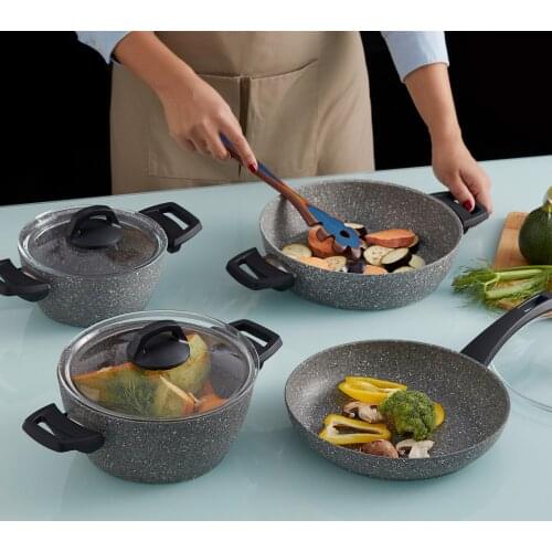 Cookware Set 7 Pieces Non-stick Granite Cookware Fireproof Stainless First Class Quality Turkish Production 2021 Style