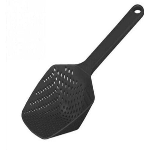 New Fashion Black Large Scoop Colander Strainers Environmental Nylon Pasta Heat Resistant Strainer Practical Kitchen Accessories