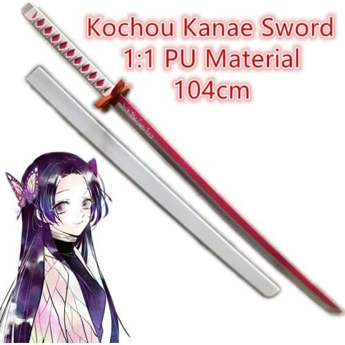 1:1 Demon Slayer Weapon Kochou Kanae Pink Sowrd Kimetsu no Yaiba Sword Cosplay Ninja Knife 104cm Weapon Prop Anime Model