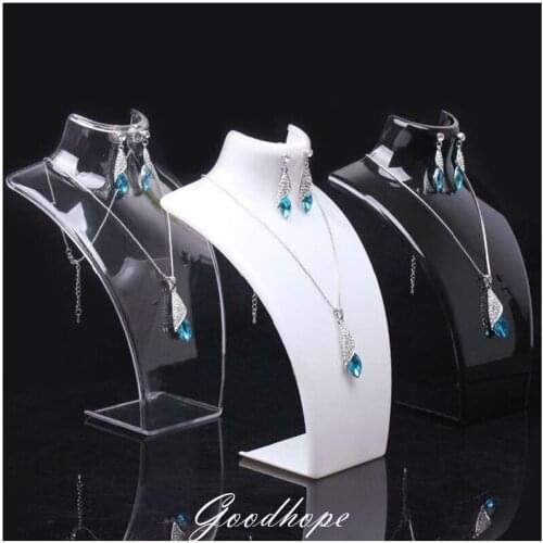 Portable 3pcs/lot Jewelry Display Fashion Model Necklace Mannequin Pendant Earring Showing Stand Plastic Jewellry Bust Cases