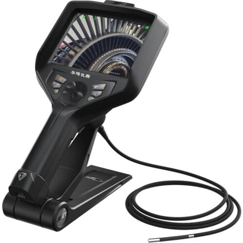 Portable industrial video endoscope with interchangeable probe and display with high temperature alarm