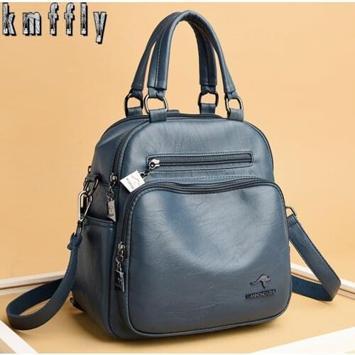 Casual Lady Large Capacity Backpack High Quality Pu Leather Backpacks School Bags for Teenagers Girls Multifunction Shoulder Bag