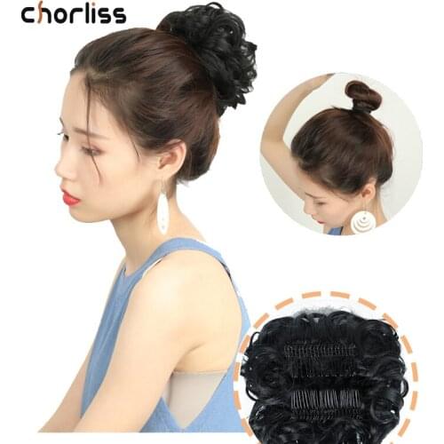 Chorliss Curly Chignons Elastic Extensions Hair Synthetic Hair Ribbon Ponytail Hair High Temperature Fiber Chignons for Women
