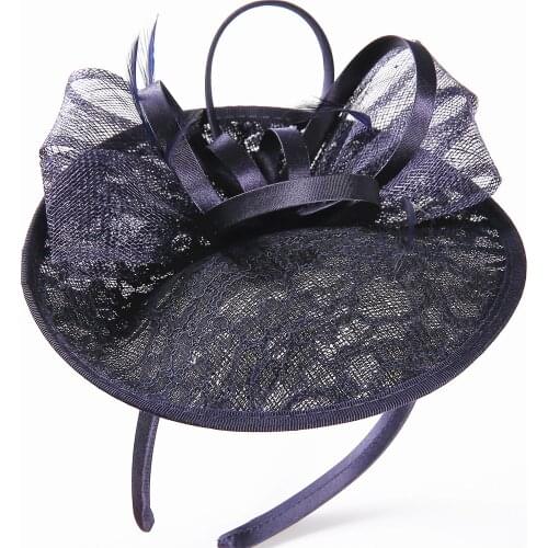 Wedding Hats For Women Elegant Banquet Fedoras Hats Church Hat Fascinator Blue Hats Cocktail Tea Party Feather With Bow Caps
