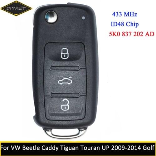 DIYKEY for VW Beetle Caddy Tiguan Touran UP 2009-2014 Eos Golf Jetta Polo Scirocco 5K0837202AD / 5K0 837 202 AD Smart Remote Key
