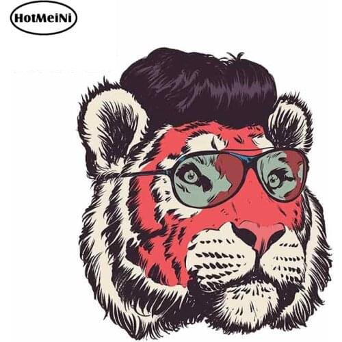 HotMeiNi 13cm x 11.5cm Tiger Head Wearing Sunglasses Funny Car Stickers and Decals Waterproof Trunk 3D Car Assessoires