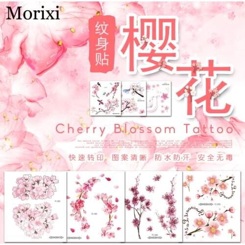 Cherry blossom tattoo sticker for boday decoration beautiful pink flower printing Valentines Day water fake tattoo RA072