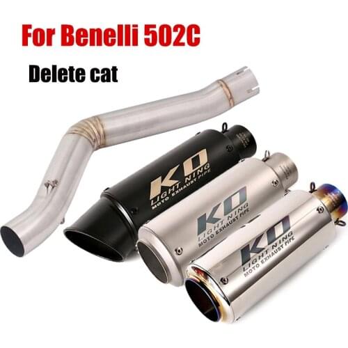 For Benelli 502C Delete Catalyst Link Pipe Middle Connect Tube Escape Slip On Exhaust Tips 51mm Muffler Vent Pipe Motorcycle