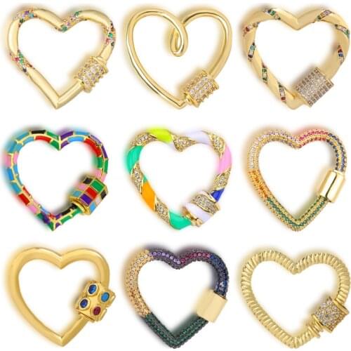 Heart Shape DIY Handmade Jewelry Crystal Hanging Chain Lock Hook Spiral Clasps Necklace Bracelet Making Fastener Screw Supplies