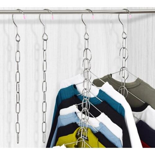 Stainless Steel Clothes Market Shop Display Hanging Chain Hooks With Ring Hanger Household Tools