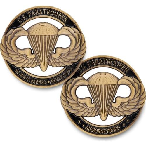 U.S. Army Paratrooper Always Earned Never Given Challenge Metal Coin Collectible